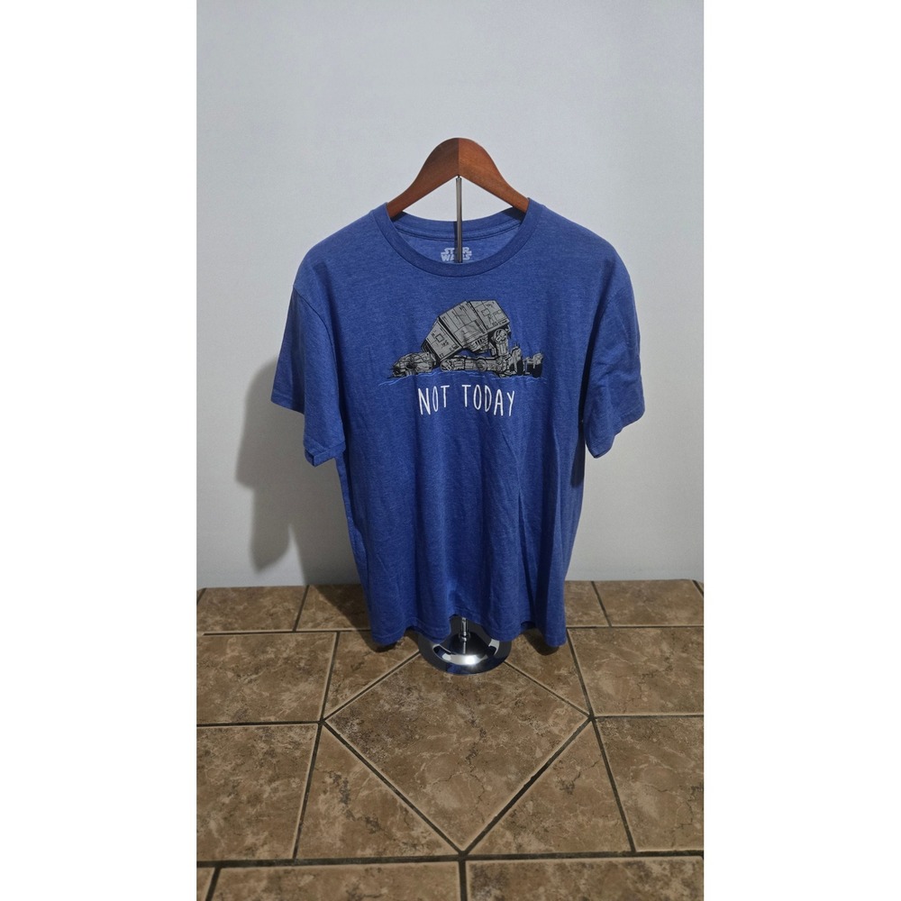 Star Wars Not Today AT-AT Graphic Tee Blue Heather Short Sleeve T-Shirt Large